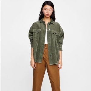 Zara Green Corduroy Over-shirt Jacket